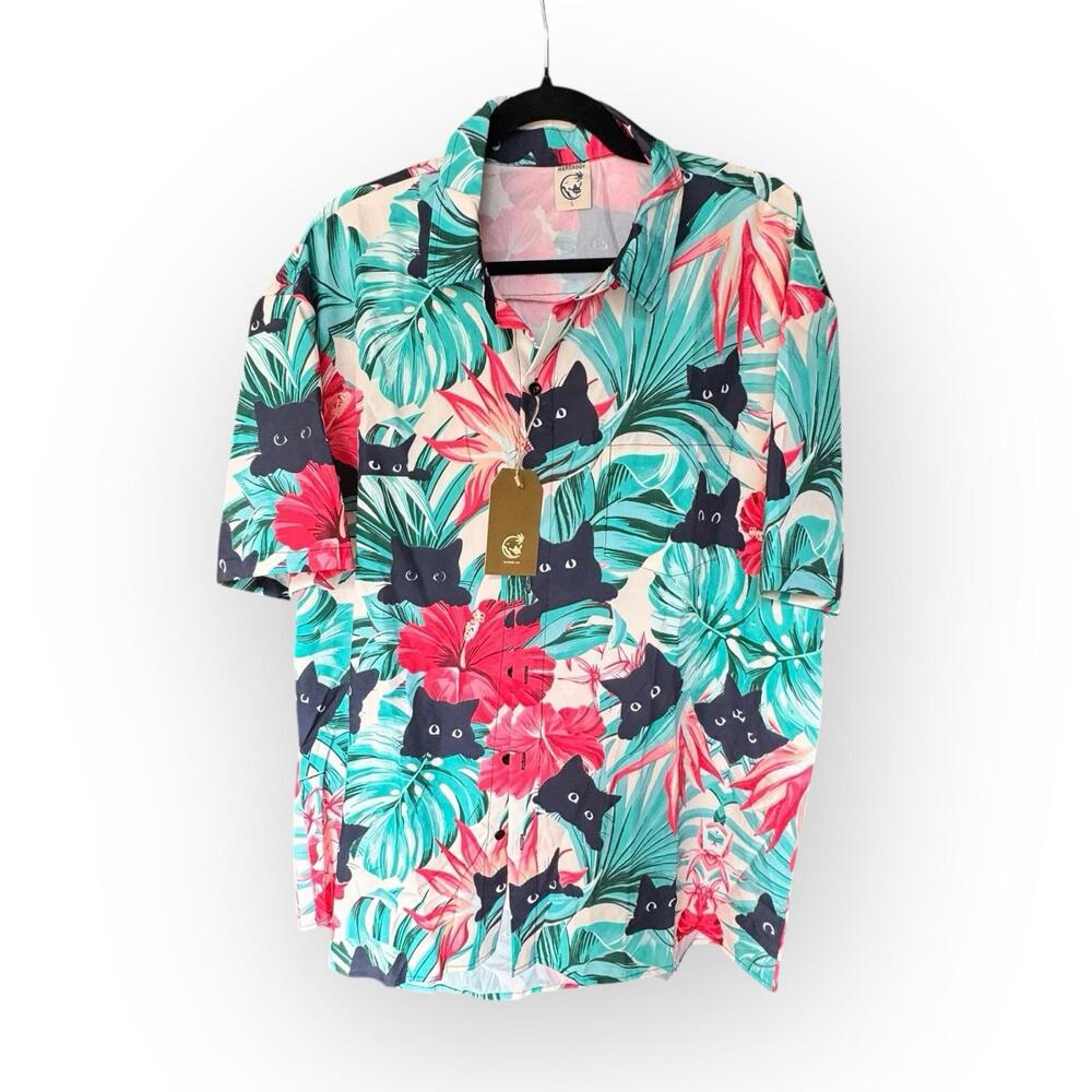 Men’s hardaddy cats Kittens Funny button Short Sleeve large‎ shirt